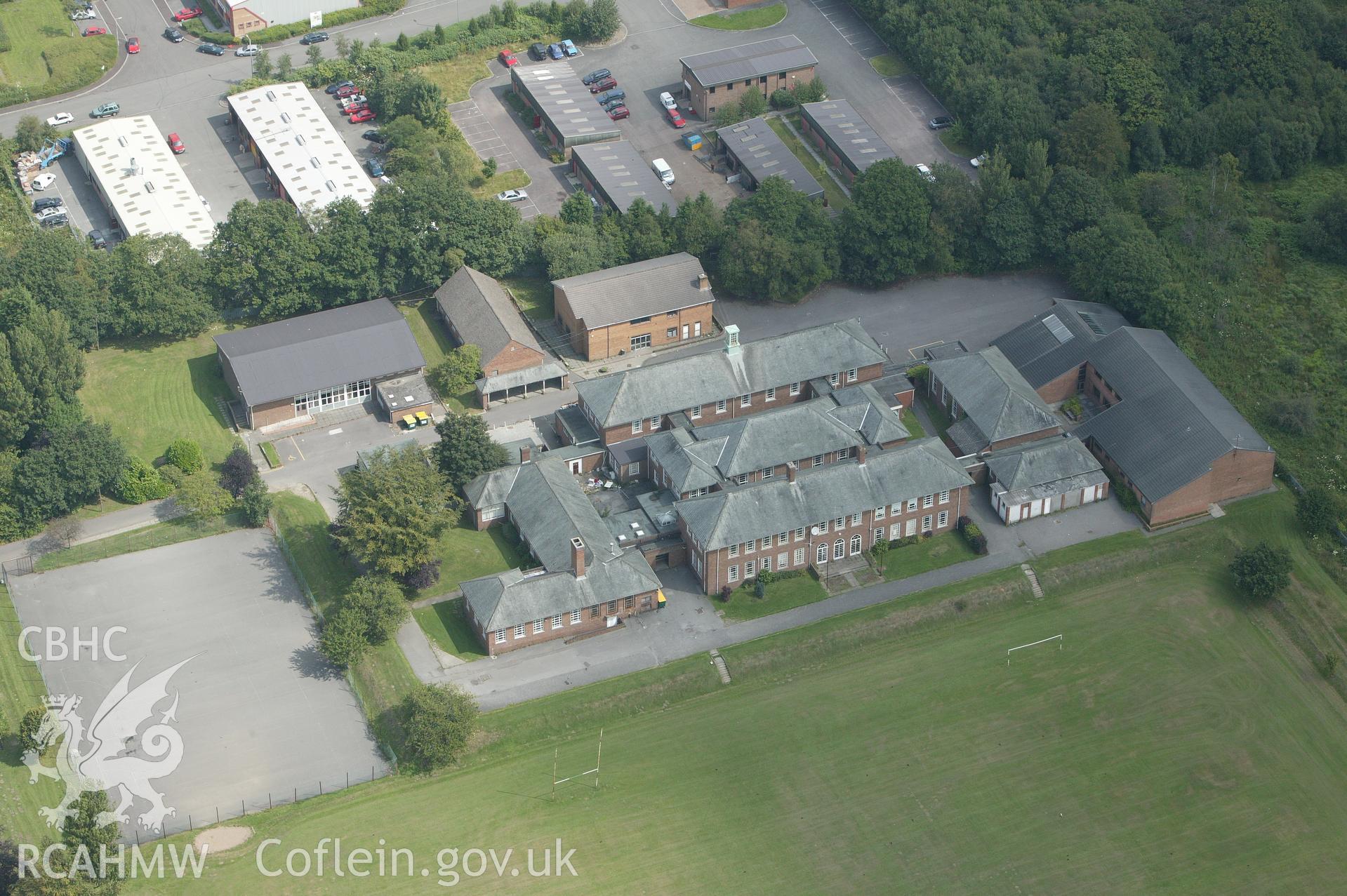 1 digital aerial photograph showing Bedwellty school, Aberbargoed.