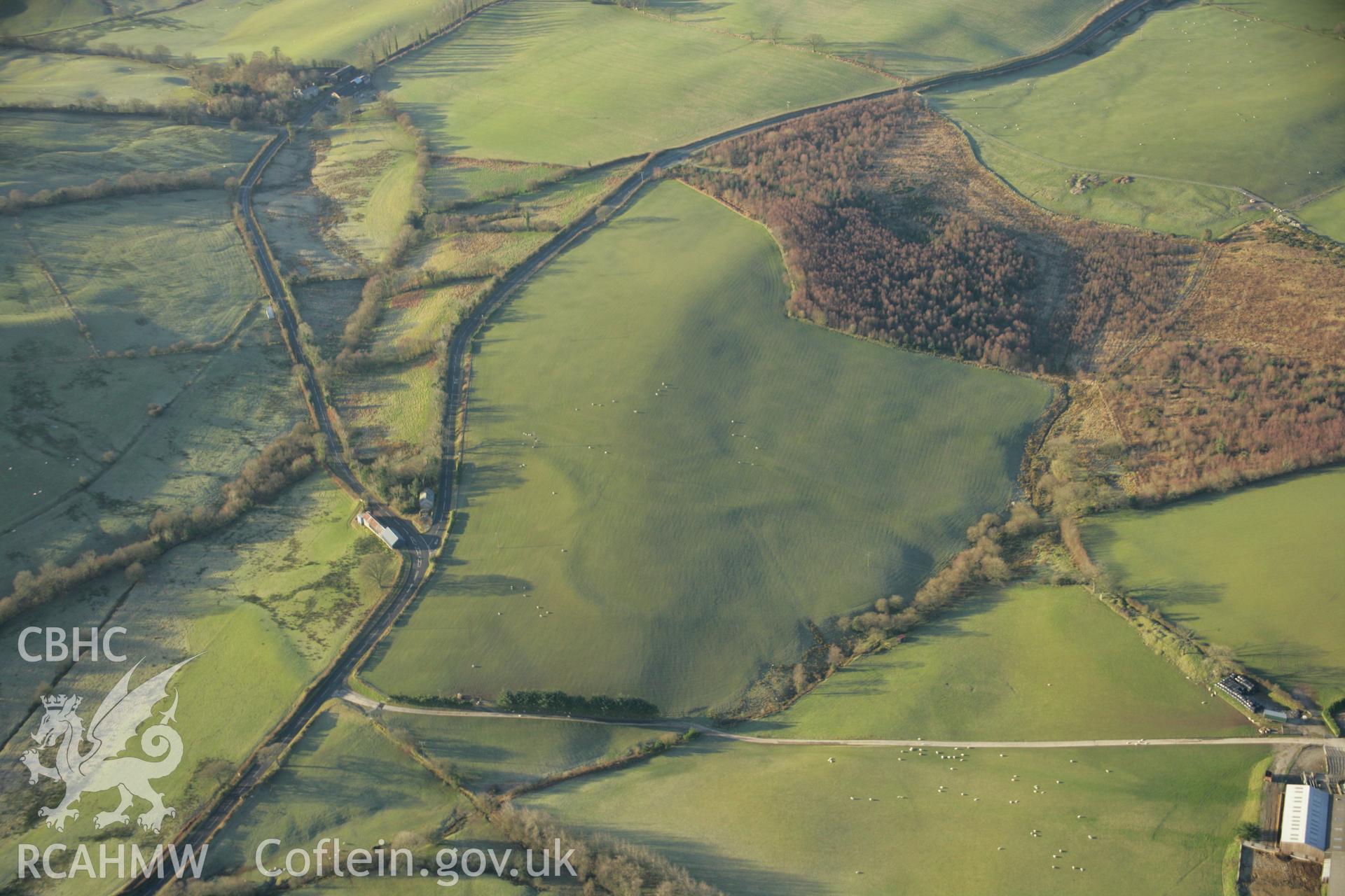 RCAHMW colour oblique aerial photograph of showing landscape view near River Vrynwy (Afon Ffyrnwy). Taken on 25 January 2007 by Toby Driver