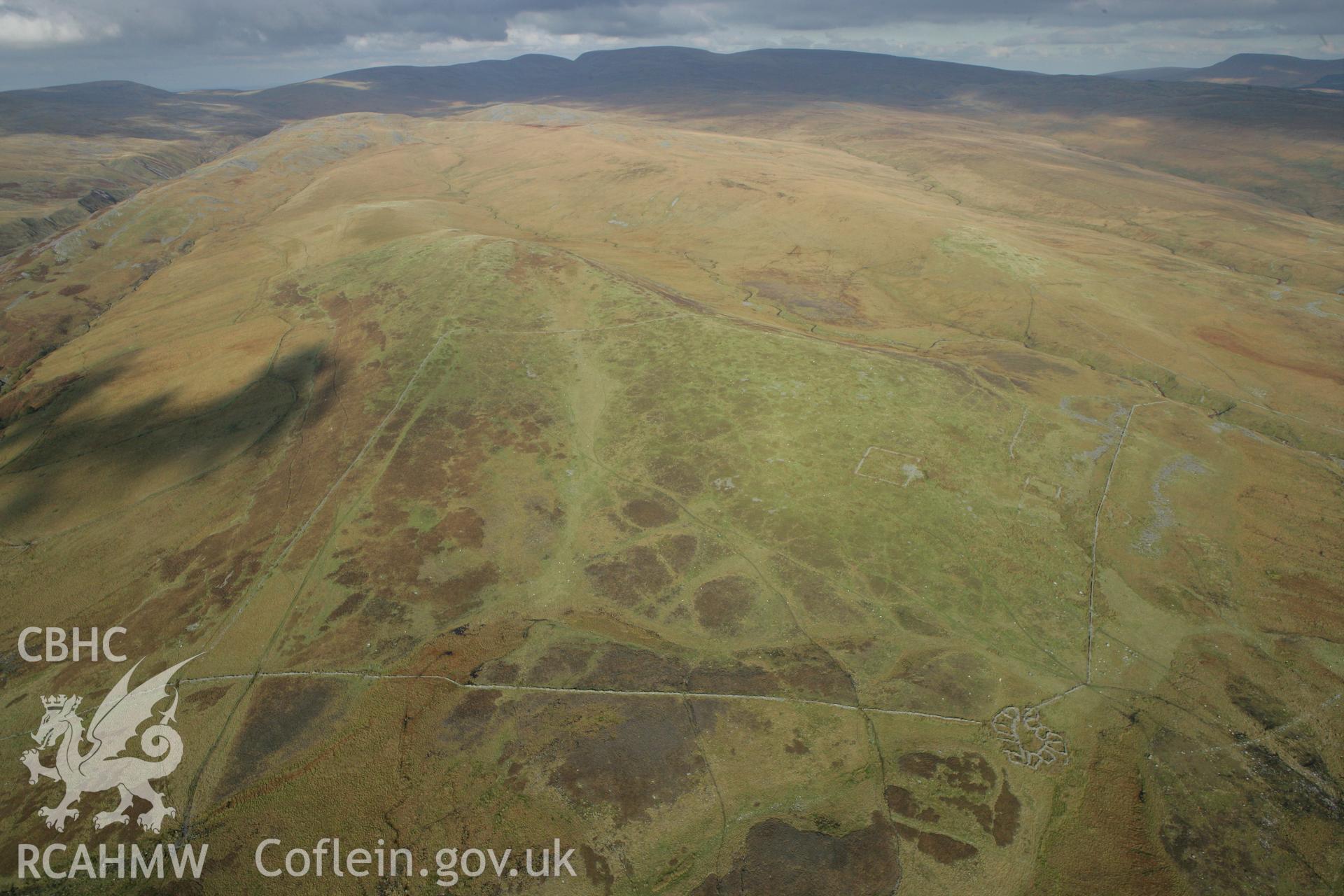 RCAHMW colour oblique aerial photograph of a multi-cellular sheepfold southeast of Dorwen. Taken on 14 October 2009 by Toby Driver