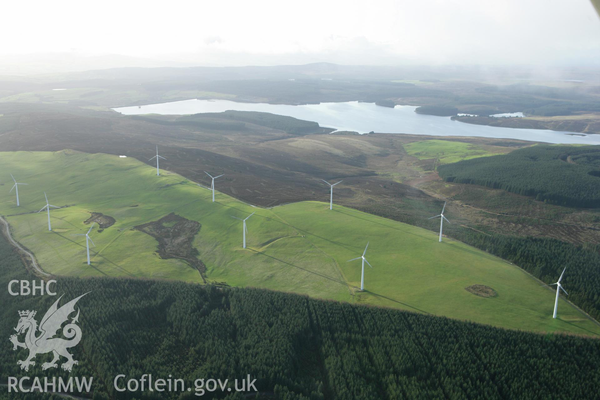 RCAHMW colour oblique aerial photograph of Foel Goch Windfarm. Taken on 10 December 2009 by Toby Driver