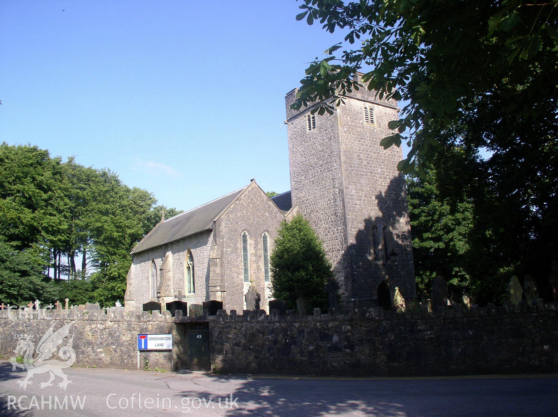 Colour digital photograph showing a three quarter elevation view of St Mary's Church, St Fagans; Glamorgan.